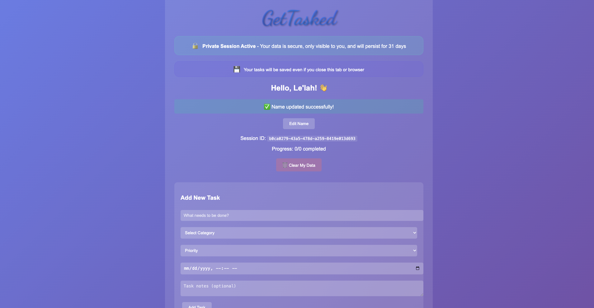 GetTasked App Screenshot